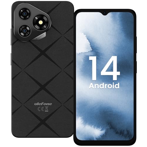 Ulefone Note 19 Smartphone Ohne Vertrag Android 14 5000mah Octa Core 6,56" HD+ 6GB+32GB/512GB SD 8MP+5MP Panorama Kamera 4G Dual SIM Handy Günstig Face ID GPS OTG 2 Jahr Garantie-Schwarz von Ulefone