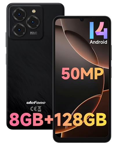 Ulefone Note 20 Pro Handy Android 14, 8GB RAM+128GB ROM/SD-1TB, 50MP+8MP Kamera Octa Core 6.75" HD+ Widevine L1, 6000mAh Akku, Dual SIM 4G Smartphone Ohne Vertrag GPS/OTG/Face ID/Fingerprint Schwarz von Ulefone