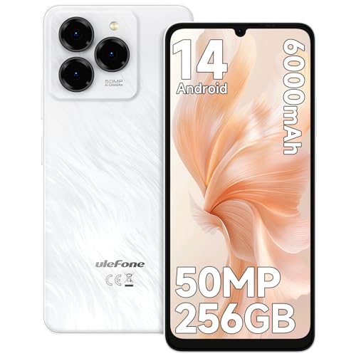 Ulefone Note 20 Pro Smartphone 256GB ROM 8GB/1TB SD Android 14 50MP Kamera 6000mAh 18W Octa Core 6,75 Zoll 90Hz HD+, 4G Dual SIM Handy Ohne Vertrag Fingerabdruck Face ID GPS OTG 2 Jahre Garantie-Weiß von Ulefone