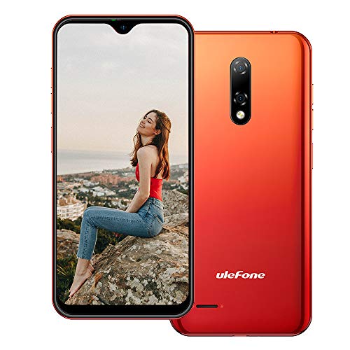 Ulefone Note 8P Android 10 Smartphone ohne Vertrag Günstig, 5,5’’ Wassertropfen-Bildschirm 4G LTE Handy, 2GB+16GB, DUAL SIM + SD (3 Kartensteckplätze), Gesichtsentsperrung, 8MP+2MP+5MP, GPS Rot von Ulefone