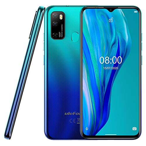 Ulefone Note 9P Smartphone Android 10, 6,52’’ Handy ohne Vertrag 16MP Quad-Kamera, Octa-Core 4GB + 64GB, 3-Karten-Steckplatz, Dual-SIM, 4500mAh-Akku OTG, Gesichtsentsperrung + Fingerabdruck Aurora von Ulefone