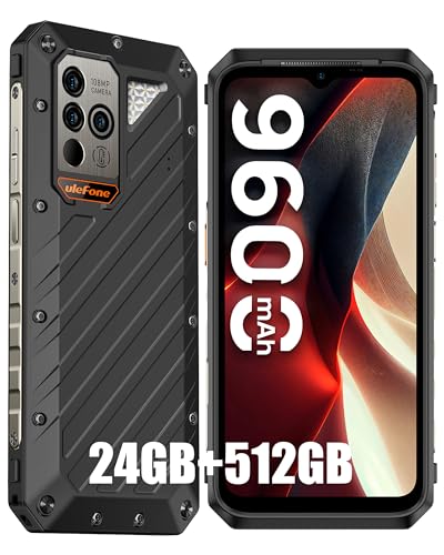 Ulefone Power Armor 18 Ultra Outdoor Smartphone 24GB + 512GB 5G Handy 9600mAh Akku, 108MP+32MP Kamera 6.58 Zoll FHD+ mit Sensoren zur Temperaturmessung, Android 13, WiFi 6/NFC/OTG/GPS von Ulefone