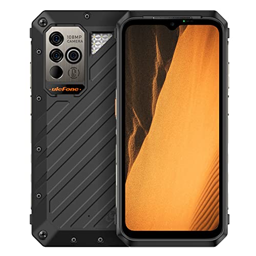 Ulefone Power Armor 19 Outdoor Handy ohne Vertrag, 108MP Triple Kamera, 12GB+256GB, 6.58'' 120Hz FHD+, IP68 Wasserdichtes Android 12 Smartphone DUAL SIM, Thermometer, Drahtloses Laden GPS NFC, Schwarz von Ulefone