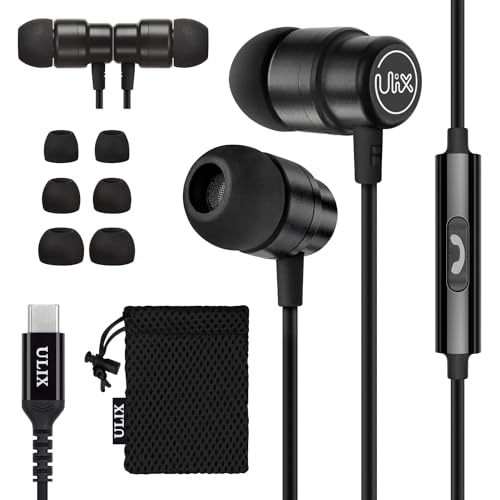 UliX Rider USB C Kopfhörer, 5 Jahre Garantie für iPhone 15 Pro Max Plus Samsung Galaxy S23 Ultra S22 S21 FE S20 A53 A54, USB Typ C Ohrhörer mit Mikrofon In-Ear mit Kabel für iPad Pro 2022 iPad Air von UliX