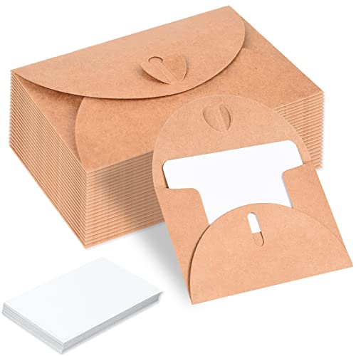 Ulikey 40 Kraftpapier Umschläge mit 40 Blanko Papier Karten, Mini Briefumschläge mit Herz Verschluss, Klein Briefumschlag für Geschenkkarten Dankeskarten Einladung Geburtstagskarten, Selbstgestalten Ulikey 40 Kraftpapier Umschläge mit 40 Blanko Papier Karten, Mini Briefumschläge mit Herz Verschluss, Klein Briefumschlag für Geschenkkarten Dankeskarten Einladung Geburtstagskarten, Selbstgestalten von Ulikey