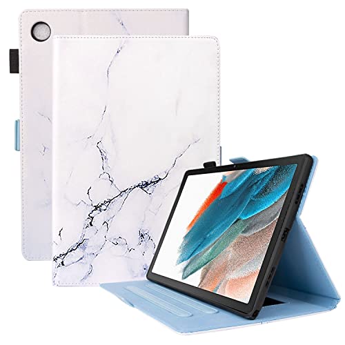 Uliking Hülle für Samsung Galaxy Tab A8 2022 [SM-X200/X205/X207], Verbesserte Marmor-Serie Multi-Winkel Ständer Weiche TPU Honeycomb Back Smart Cover für Samsung Galaxy Tab A8 10,5 Zoll 2022, Weiß ite von Uliking