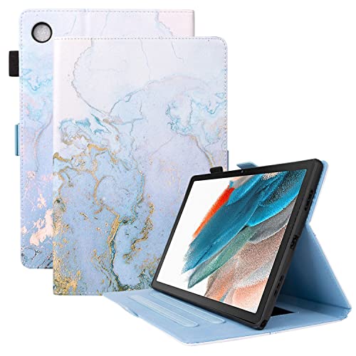 Uliking Hülle für Samsung Galaxy Tab A8 2022 [SM-X200/X205/X207], Verbesserte Marmor Serie Multi-Winkel Ständer Weiche TPU Honeycomb Back Smart Cover für Samsung Galaxy Tab A8 10,5 Zoll 2022, Gold von Uliking