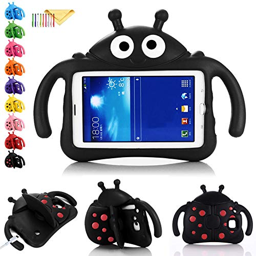 Uliking Universal-Schutzhülle für Samsung Galaxy Tab 4/3/3 Lite, 17,8 cm (7 Zoll), stoßfester Griff und Ständer, Schutzhülle für SM P3200, T110, T210, T230, T280, T285, Schwarz von Uliking