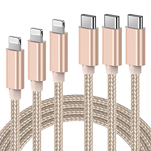 Ulinek 3Pack USB C Lightning Kabel Nylon 1m 2m 3m, MFi zertifiziertes iPhone Schnellladekabel, USB C auf Lightning Kabel kompatibel mit iPhone 14/13/12/12 Pro/12 ProMax/11/SE 2020/X/XR/XS/8/iPad von Ulinek