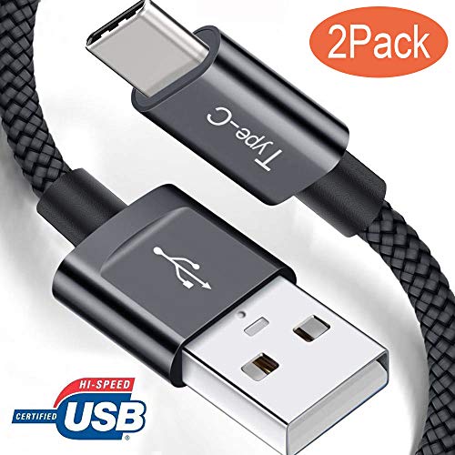 Ulinek USB C Kabel [2 Pack 2M] Nylon USB Type C Ladekabel und Datenkabel für Samsung Galaxy S9/S8 Plus, Note 9/8, LG G5/G6, HTC 10/U11, Huawei P10/P20 Lite/P9 von Ulinek