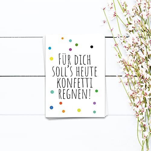 Ulrike Wathling Geburtstagskarte Für Dich soll's heute Konfetti regnen - Karte zum Geburtstag, Geschenk Karte, Gratulation, Wünsche. Glückwunschkarte A6, Set:10er Set von Ulrike Wathling