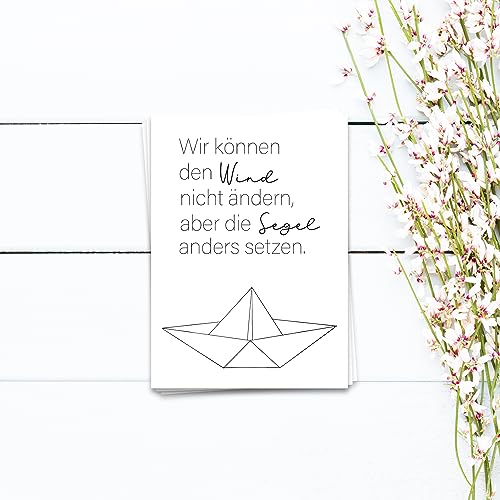 Ulrike Wathling Postkarte Segelboot | Motivationskarte, positive Vibes, Sprüchekarte, Mutmachkarte, Affirmationskarte von Ulrike Wathling