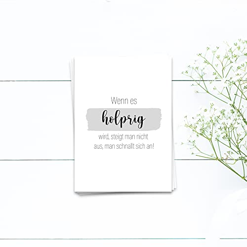 Ulrike Wathling Postkarte Wenn es holprig wird, steigt man nicht aus, man schnallt sich an | Motivationskarte, Mutmachkarte, positive vibes von Ulrike Wathling
