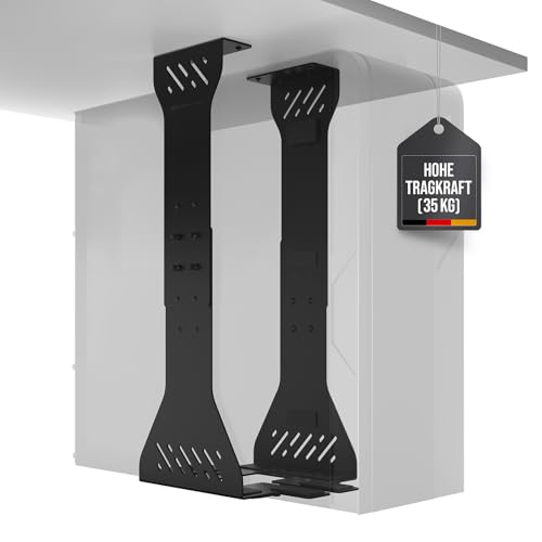 PC Halterung unter Schreibtisch – Schwerlast Computer Halterung unter Schreibtisch – Bis zu 35 kg Tragfähigkeit - Anpassbare Tower Halterung – Flexibler PC Halter für den Schreibtisch (Schwarz) von Ultimate Setup