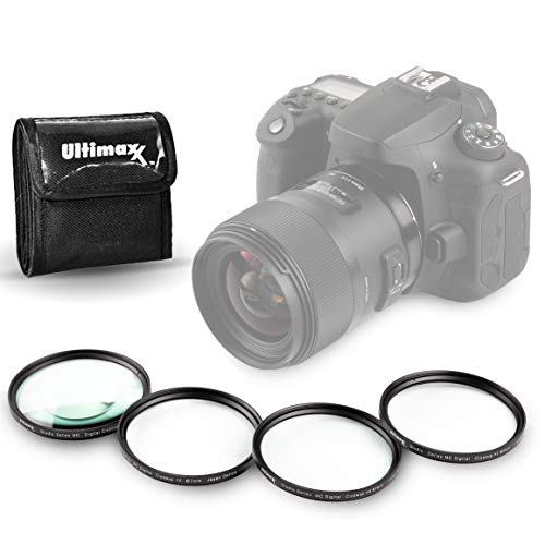 82 mm Ultimaxx Professionelles 4-teiliges HD-Makro-Nahfilter-Set (1, 2, 4, 10 Dioptrienfilter) für Kameraobjektiv mit 82 mm Filtergewinde und Filterschutztasche von Ultimaxx