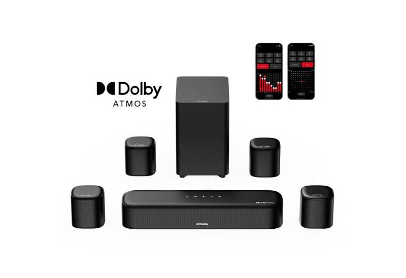 Ultimea Aura A60 7.1 Soundsystem 7.1-Kanal Dolby Atmos Soundbar (Bluetooth, HDMI, 350 W, 3D Surround Sound System für Heimkino mit 4 Surround Speakers) von Ultimea