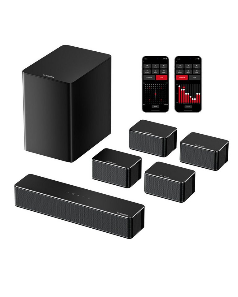 Ultimea Poseidon D70 Soundbar 7.1 Virtual Surround Sound (Bluetooth, 410 W, Mit einstellbarem Subwoofer und Surround-Lautsprechern, App-Steuerung) von Ultimea