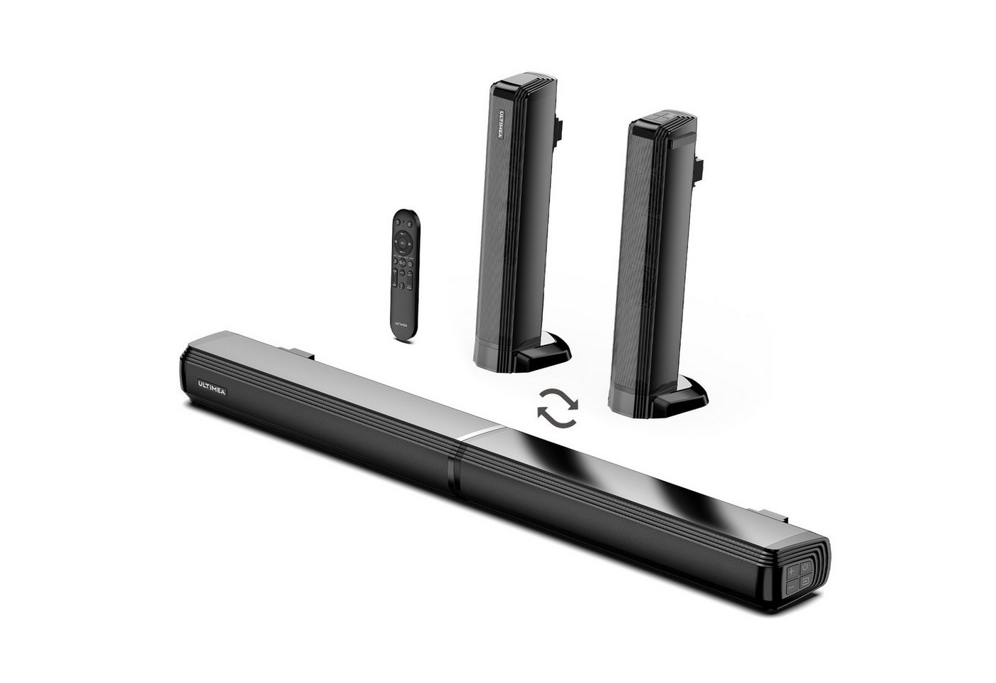Ultimea Teilbare 2-in-1 2.2 Kanal Soundbar (Bluetooth 5.3, 100 W, Mit 3 EQ-Modi und verstellbarem Bass, HDMI ARC / Optisch / Aux) von Ultimea