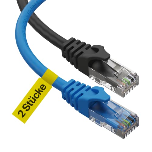 Ultra Clarity Cables Lan Kabel 3 Meter - 2 Stücke Netzwerkkabel mit 10 Gbps Schwindigkeit, Ethernet-Kabel für Gerät mit RJ45-Port, Switches, Router, Modems, 10 Fuß, Schwarz & Blau von Ultra Clarity Cables