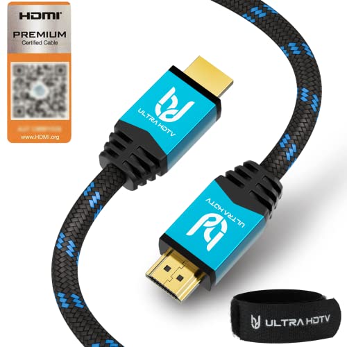 ULTRA HDTV 4K HDMI-Kabel 1 Meter kurz mit Knickschutz I High Speed HDMI Kabel 2.0b 18 GBit/s I 4K@60Hz Auflösung bis 4096x2160 - Premium Zertifikat von Ultra HDTV