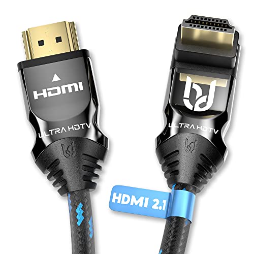 Ultra HDTV 270° 8K HDMI 2.1 Kabel - 0,5m kurz, Winkel-Stecker, 48 Gbps, 8K@60Hz, 4K@120Hz - Knickschutz - Nylon-Mantel von Ultra HDTV