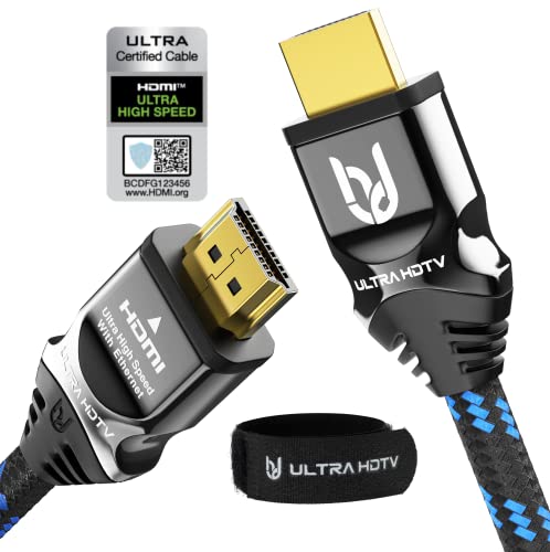 Ultra HDTV 8K HDMI-Kabel - kurzes 0,5m Ultra High Speed HDMI 2.1 Kabel, 48 Gbps für 8K@60Hz & 4K@120Hz - Premium Zertifikat - DTS: X, HDCP 2.2&2.3, HDR10+, eARC von Ultra HDTV