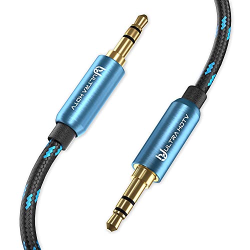 Ultra HDTV Aux Kabel 3,5mm Klinkenkabel [7,5M] Stereo Audio Kabel Klinke auf Klinke, Nylon Geflochten, Hochwertig für Kopfhörer, Auto, Handy, PC, Lautsprecher, Stereoanlagen, MP3-Player usw. von Ultra HDTV