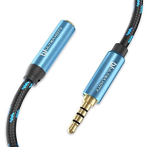 Ultra HDTV AUX Verlängerungs-Kabel - 15 m Klinken-Kabel - 3-polig mit 3,5 mm Buchse auf Stecker - AUX-Kabel Verlängerung mit Knickschutz Nylon-Mantel von Ultra HDTV