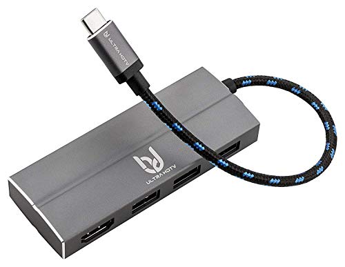 Ultra HDTV USB-C Multifunktions-Hub, edler Typ-C zu HDMI/USB Hub, 1x HDMI Buchse, 3X USB 3.0, grau von Ultra HDTV