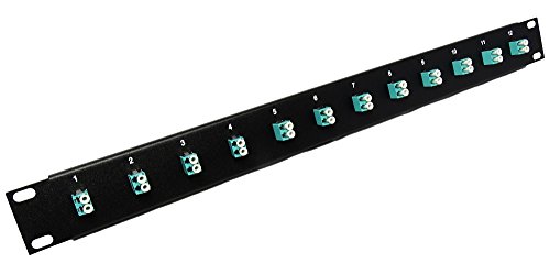 LC-Faser-Patchpanel mit 12 Anschlüssen, 10 GB/40 GB, Multimode (Aqua-Koppler) (geladen 1u), 48,3 cm von Ultra Spec Cables