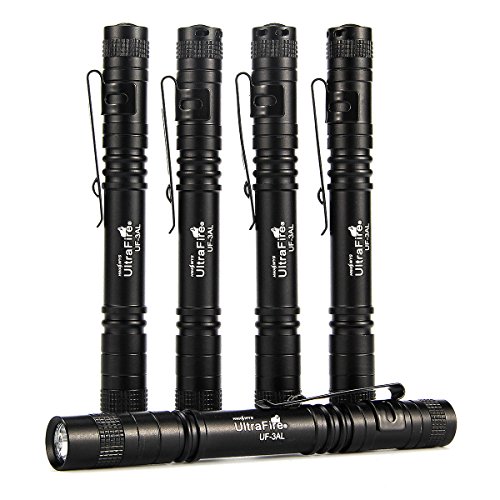 ULTRAFIRE LED Pen Light Taschenlampe Kleine Taschenlampe Stift Licht Wasserdicht Mini Fackel,80 Lumens UF-3AL,Kinder Arzt Krankenschwester Notfall Medizinisch (5 Pack) von UltraFire
