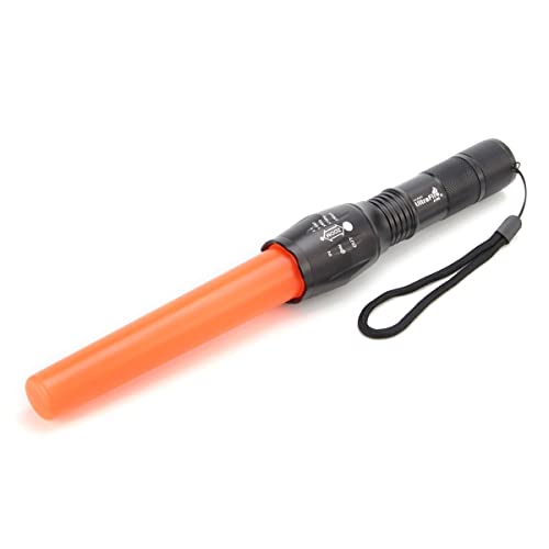 UltraFire 11 Zoll Signalstab LED Taschenlampe 800 Lumen 5 Modi Zoomable Taktische Taschenlampe mit Verkehrsstock, Rot Blinkender Modus, Handgelenkband Lanyard, für Kinder Outdoor Camping, A100 von UltraFire