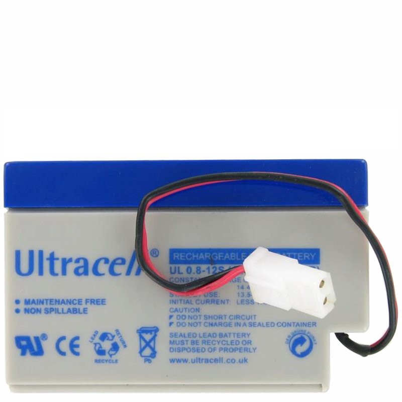UL0.8-12 Ultracell Blei Akku 12 Volt 0,8Ah mit Kabel und AMP-Stecker (bitte unbedingt Stecker mit Ihrem vergleichen) von Ultracell
