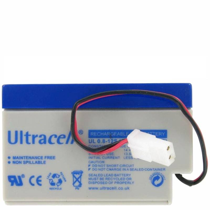 UL0.8-12 Ultracell Blei Akku 12 Volt 0,8Ah mit Kabel und AMP-Stecker (bitte unbedingt Stecker mit Ihrem vergleichen) von Ultracell