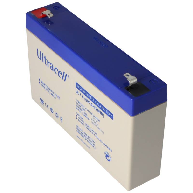 Ultracell UL7-6 Blei Akku 6 Volt 7Ah mit Faston 4,8mm Kontakten von Ultracell