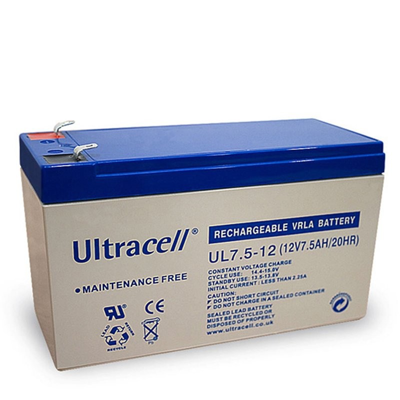 Ultracell UL7.5-12 Blei Akku 12 Volt mit 7,5 Ah und 4,8mm Kontakten Ultracell UL7.5-12 Blei Akku 12 Volt mit 7,5 Ah und 4,8mm Kontakten von Ultracell