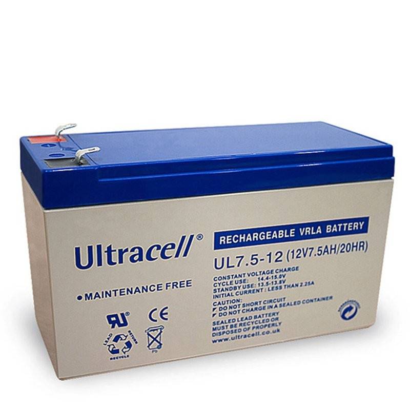 Ultracell UL7.5-12 Blei Akku 12 Volt mit 7,5 Ah und 4,8mm Kontakten von Ultracell