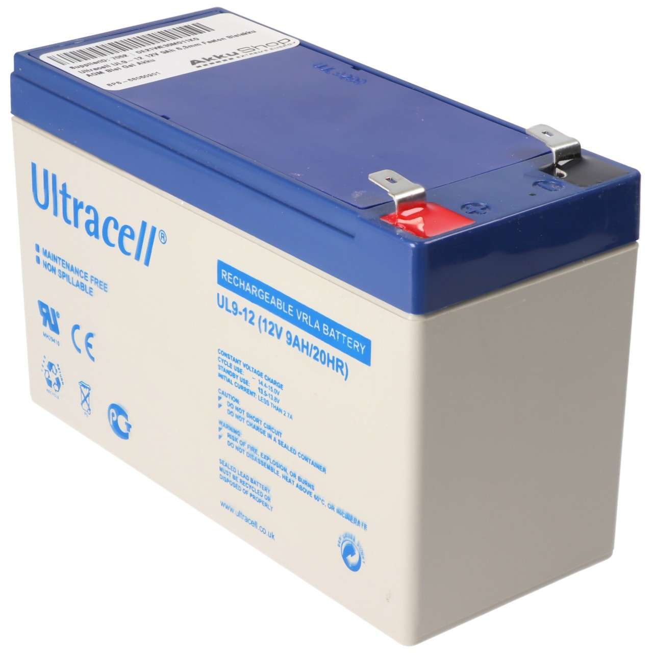 Ultracell UL9-12 12V 9Ah 6,3mm Faston Bleiakku AGM Blei Gel Akku Ultracell UL9-12 12V 9Ah 6,3mm Faston Bleiakku AGM Blei Gel Akku von Ultracell