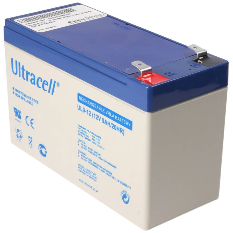 Ultracell UL9-12 12V 9Ah 6,3mm Faston Bleiakku AGM Blei Gel Akku von Ultracell