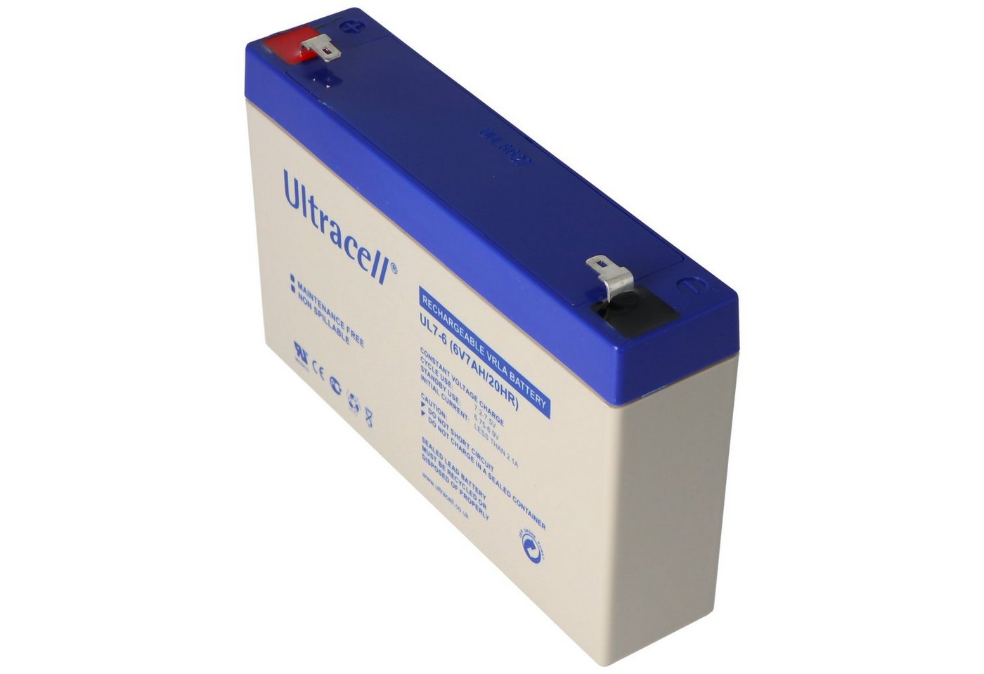 Ultracell Ultracell UL7-6 Blei Akku 6 Volt 7Ah mit Faston 4,8mm Kontakten Akku 7000 mAh (6,0 V) von Ultracell