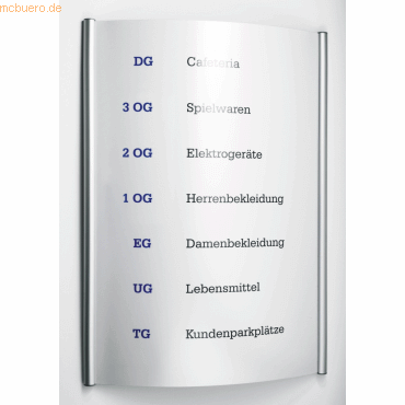 Ultradex Wegweiser Serie Color für DIN A1 BxH 640x840mm gewölbter Alu- von Ultradex