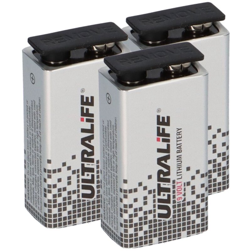 3x Ultralife U9VL-J-P - 9V Block Power Cell Lithium Batterie 9V 1200mAh von Ultralife