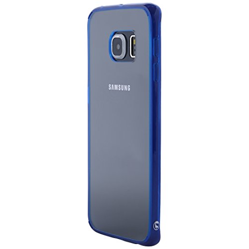 Ultratec Smartphone Hybrid Schutzhülle / Schale mit farbigem TPU-Rand für Samsung S6 Edge, inkl. Reißverschluss-Tasche, transparent/blau von Ultratec