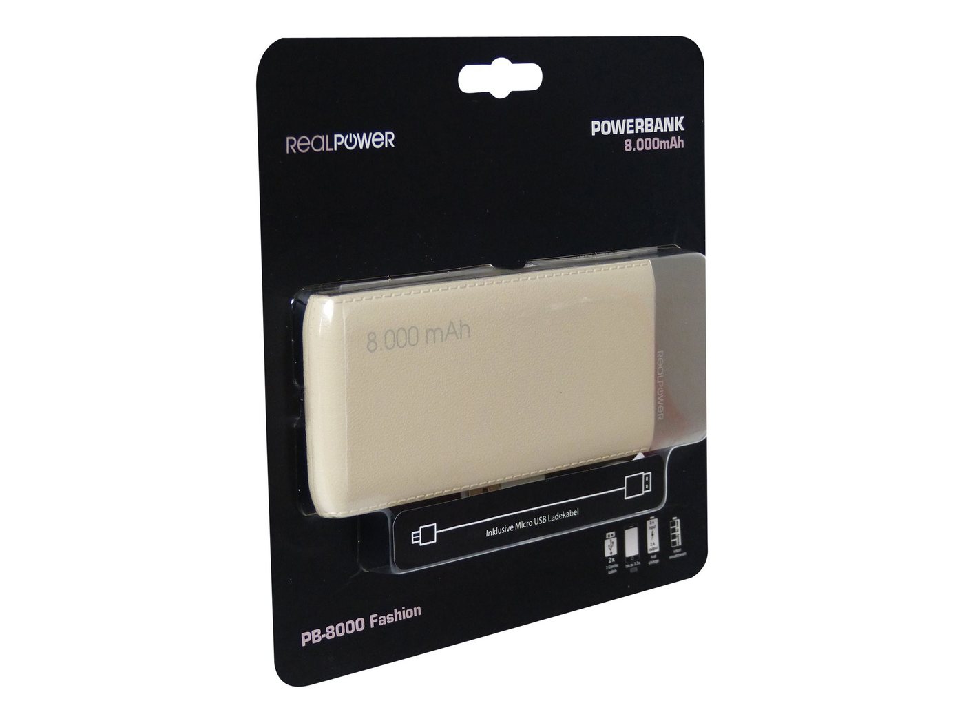 Ultron REALPOWER Powerbank RealPower PB-8000 Fashion Champagner (lederoptik) Powerbank von Ultron