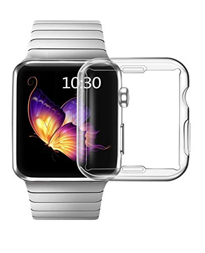 Uluck 2er-Pack Hülle für Apple Watch Series 3/2 38 mm mit integrierter Displayschutzfolie, Gesamtschutzhülle High Definition Clear Ultra-Thin TPU Cover für iwatch 38 mm – klar von Uluck