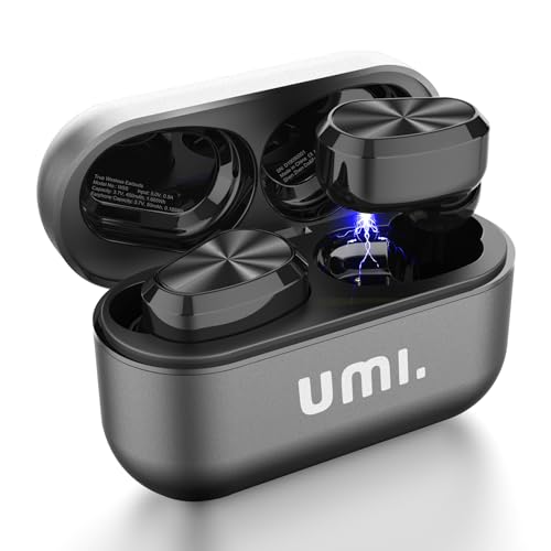 UmI. Kopfhörer-W5s-Bluetooth 5.2-IPX7 Kabellose In-Ear-Kopfhörer für iPhone Samsung, Huawei mit Patentiertem Intelligenten Metall-Ladeetui (Schwarz) von UmI.