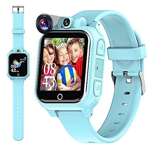 Umblue Smartwatch für Kinder, Geschenk für Kinder, Kinderspielzeug, 1,54 Zoll HD-Farb-Touchscreen, 14 Spiele, Musik, Kamera, 3 bis 12 Jahre, Unisex, Blau von Umblue