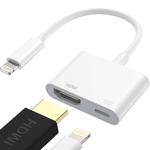 Lighting auf HDMI Adapter [MFi Zertifiziert] 1080P Digital AV Bildschirm Konverter für iPhone/iPad, Plug & Play, Video & Audio Sync Kompatibel mit TV/HDTV/Monitor/Projektor kein Netzteil erforderlich von UmiMirari