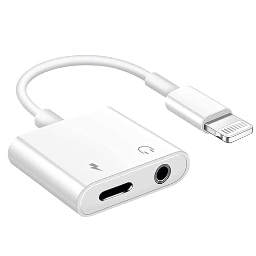 UmiMirari iPhone Aux Adapter [MFi Zertifiziert] 2 in 1 Lightning auf 3,5 mm Klinke Kopfhörer Adapter Konverter Dongle Splitter kompatibel für iPhone 14/13/12/11/XS/XR/X/8/7 Unterstützung für alle iOS von UmiMirari