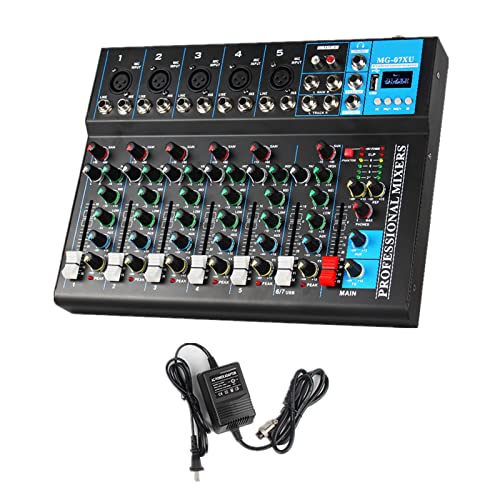 DJ-Mixer mit 7 Kanälen, Audio-Mischpult, USB, Phantomspeisung 48 V, Mischpult für Computer, Mikrofon, Player, Mischpult, Audio für Live Studio Szene von Umisu